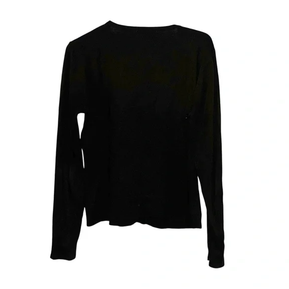 CAbi Black Tuxedo Fringe Cashmere Cotton Cardigan size medium - Picture 6 of 6